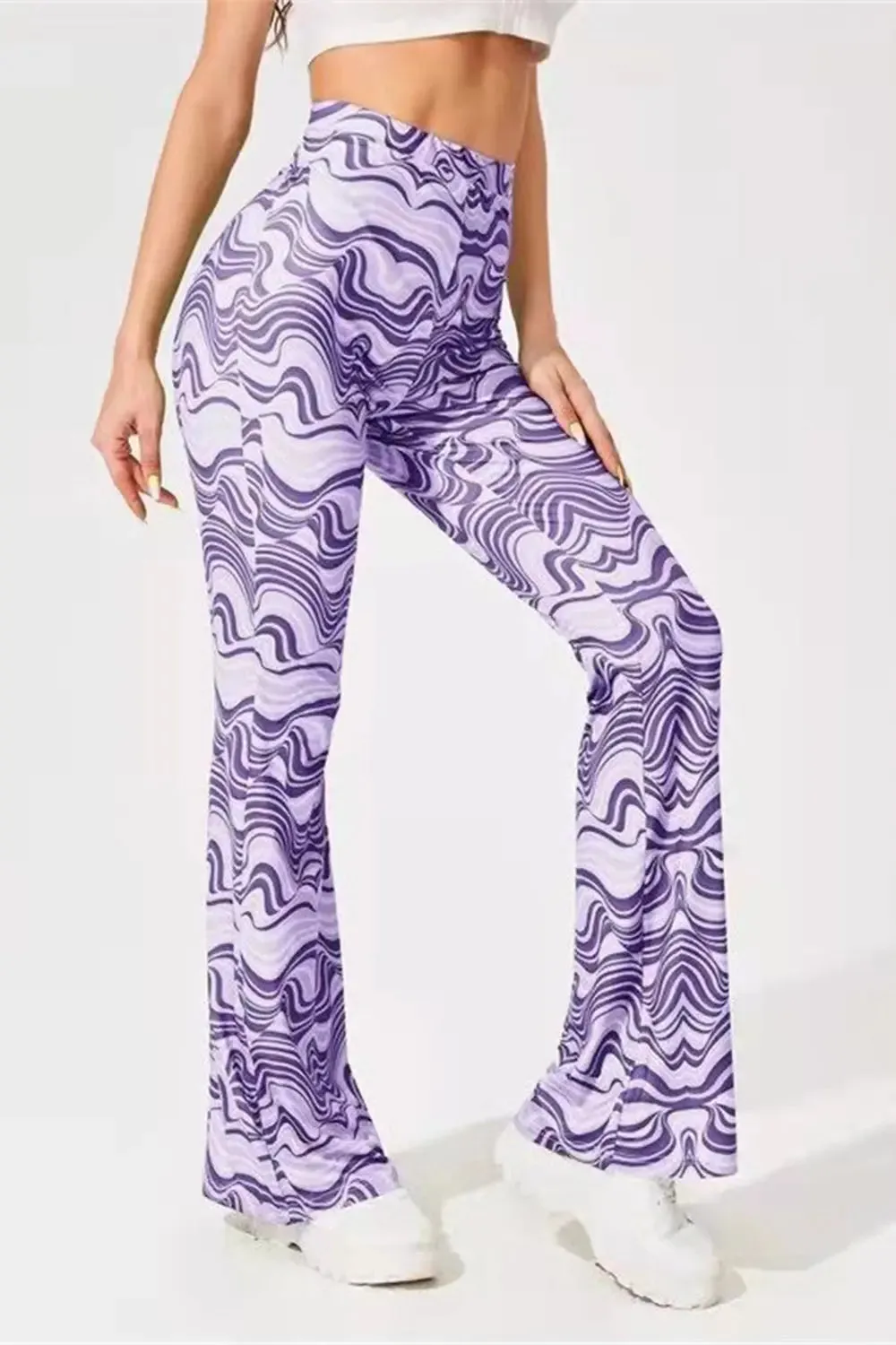 Paisley Printed High Waist Flare Pants