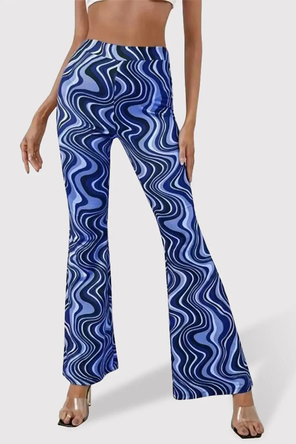 Paisley Printed High Waist Flare Pants