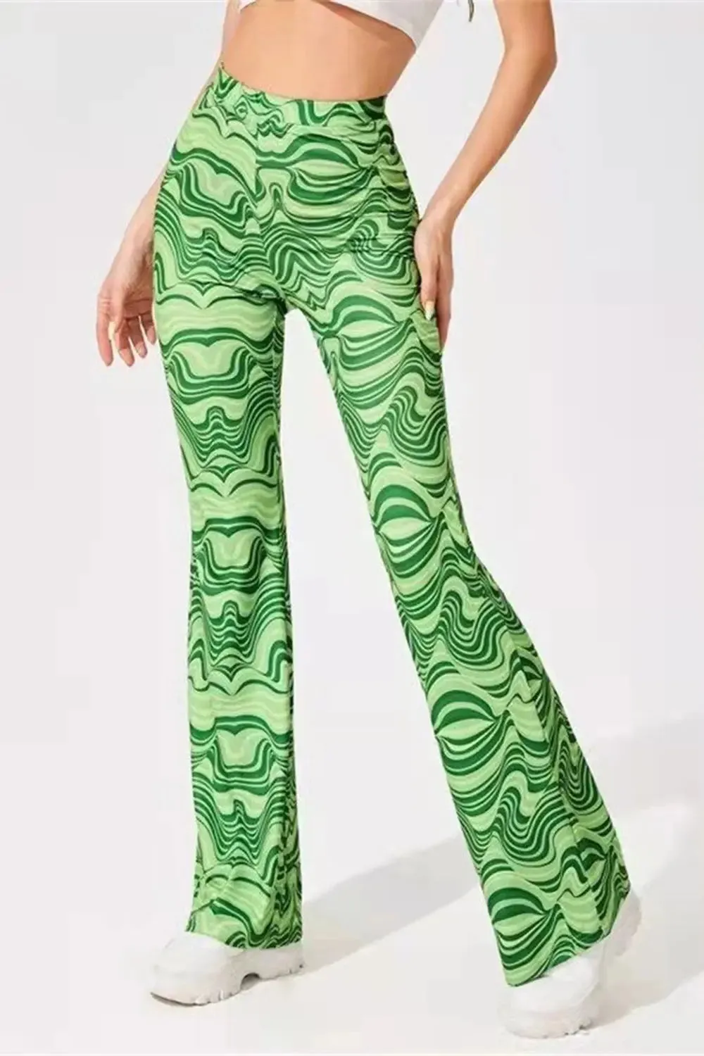 Paisley Printed High Waist Flare Pants