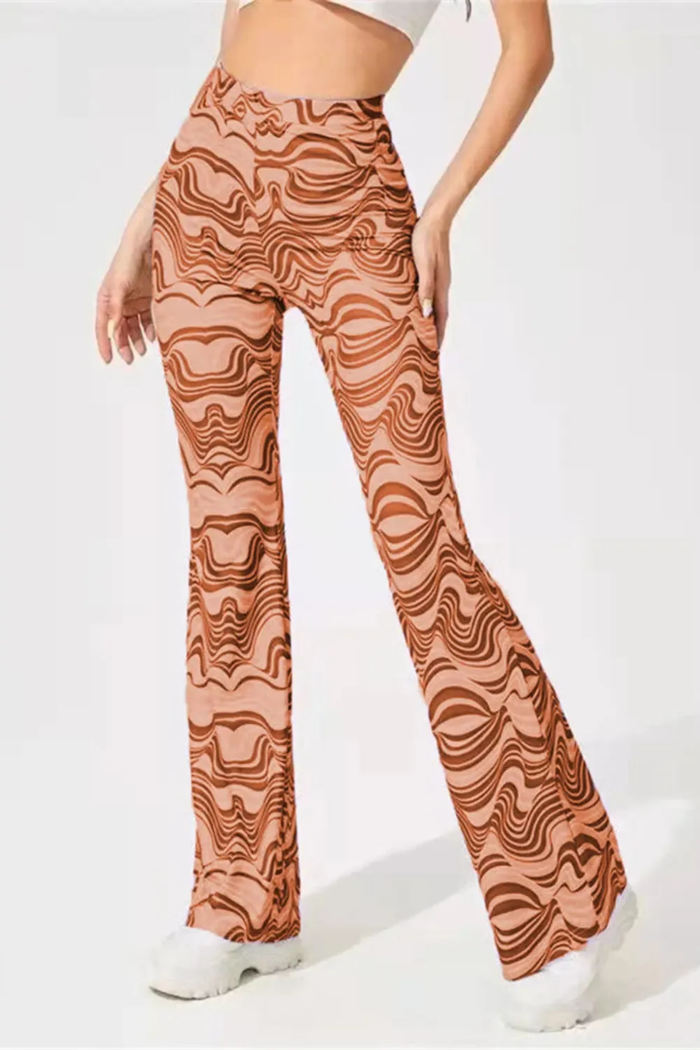 Paisley Printed High Waist Flare Pants