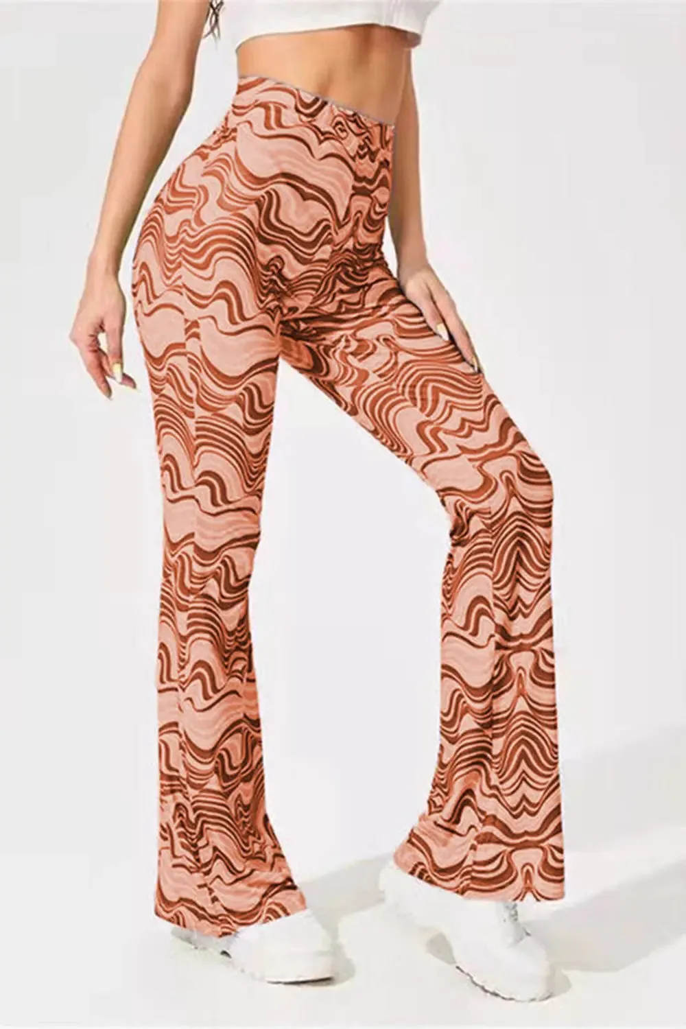 Paisley Printed High Waist Flare Pants