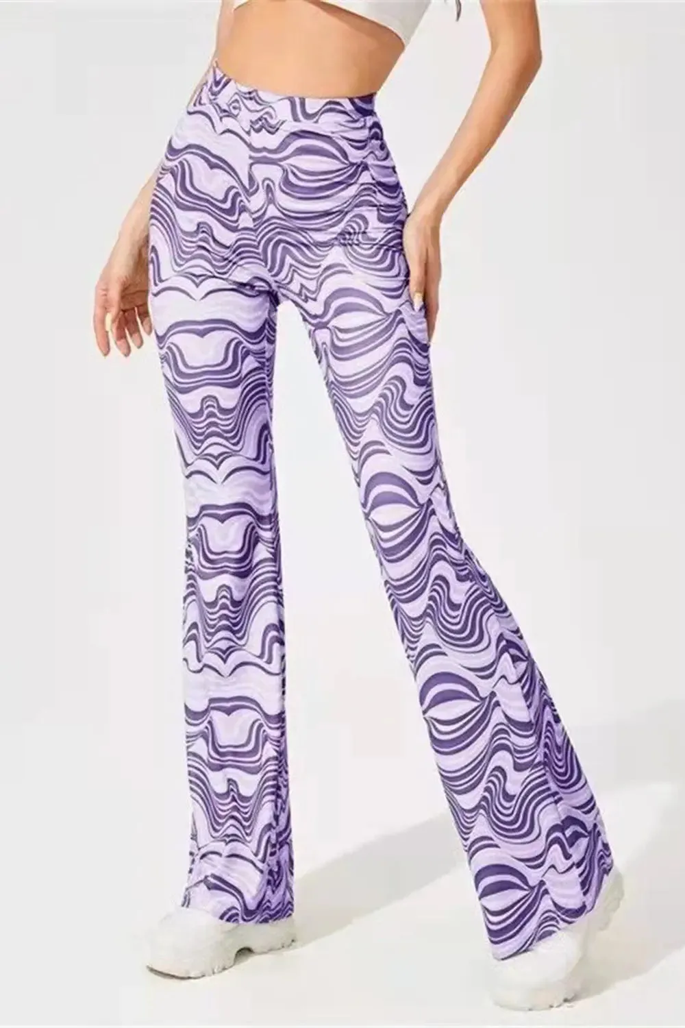 Paisley Printed High Waist Flare Pants