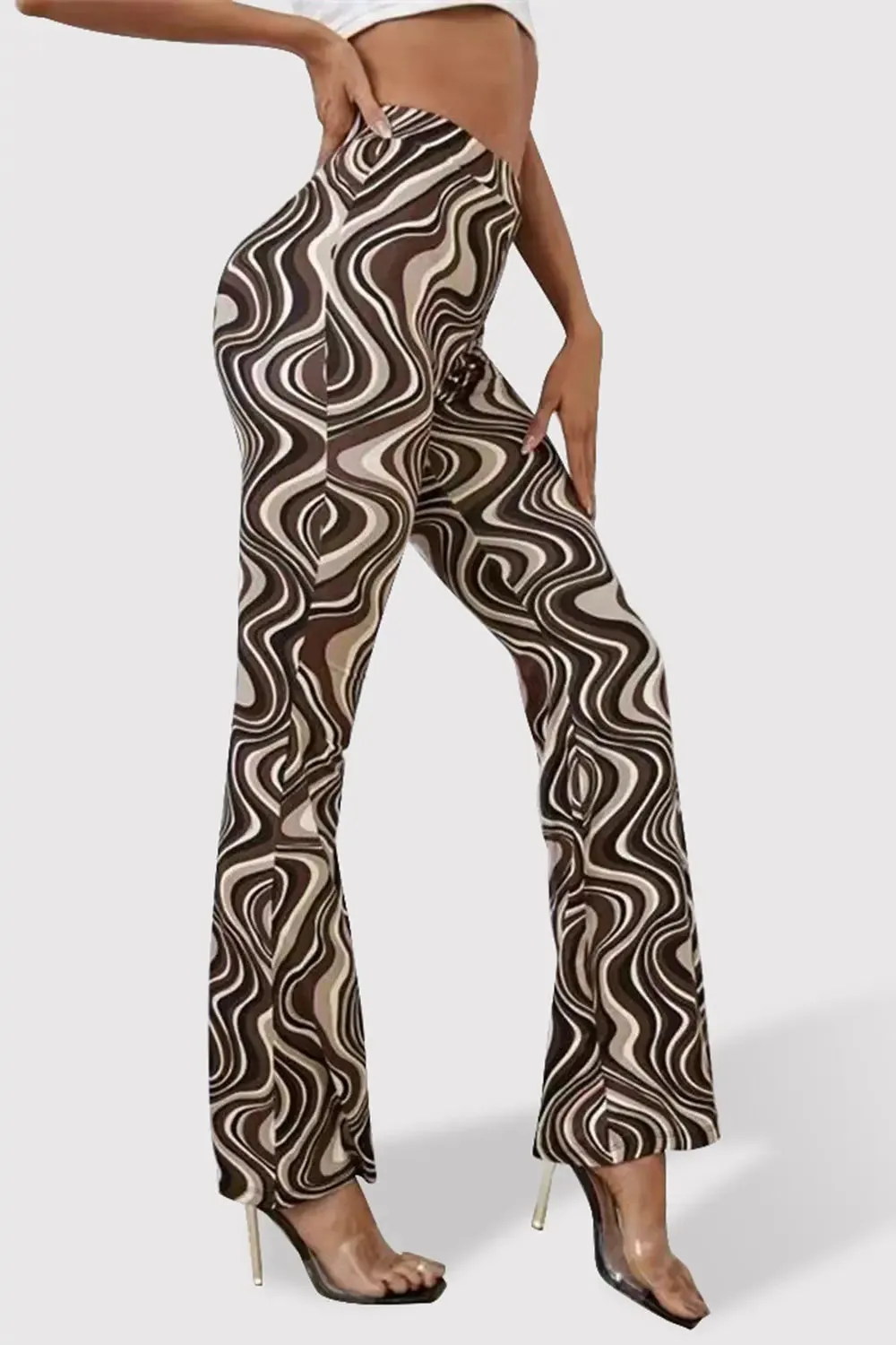 Paisley Printed High Waist Flare Pants