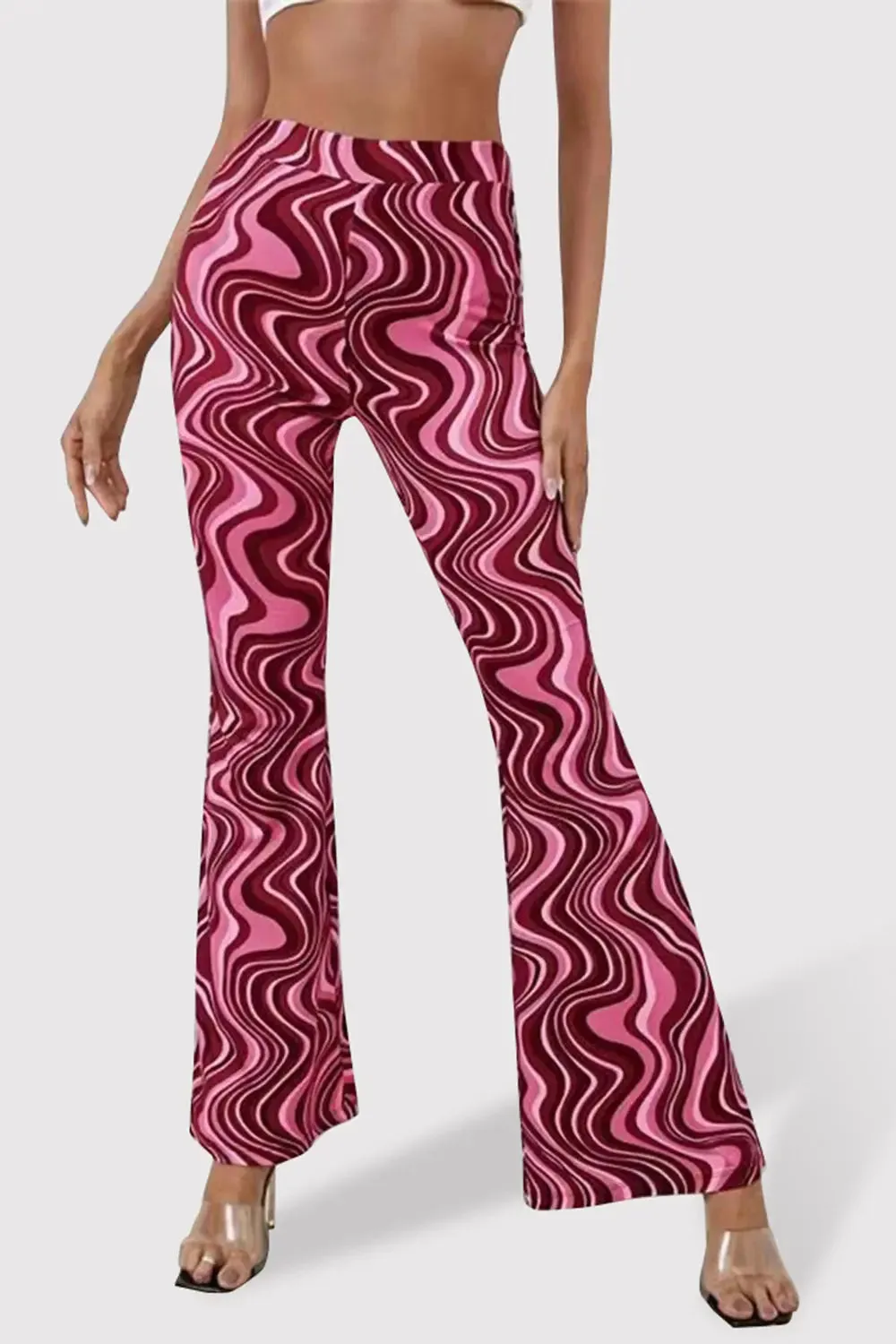 Paisley Printed High Waist Flare Pants