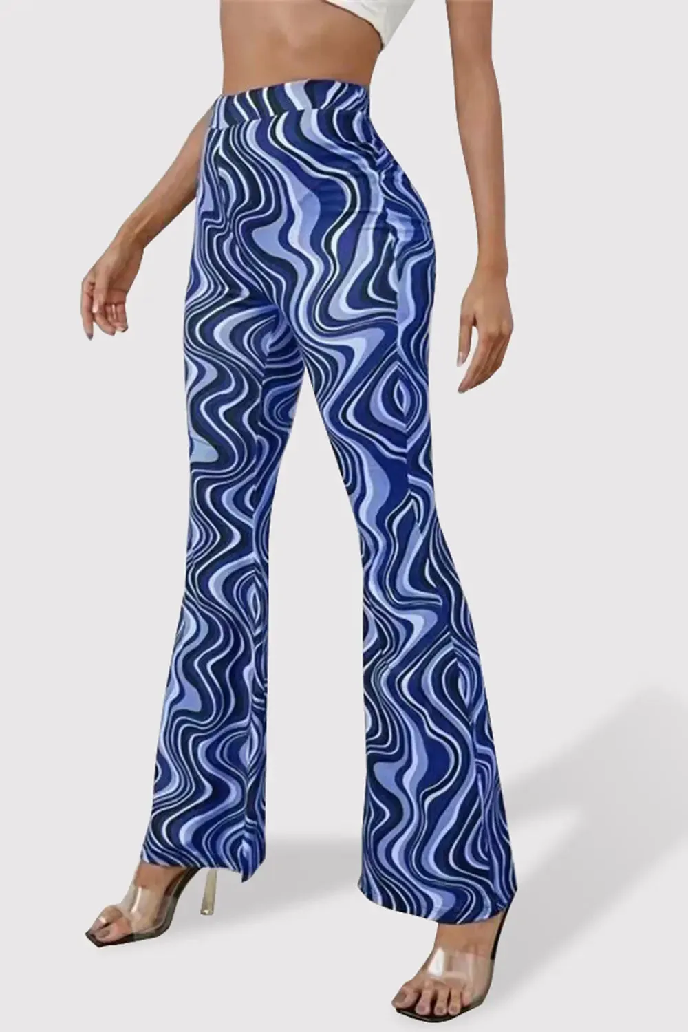 Paisley Printed High Waist Flare Pants