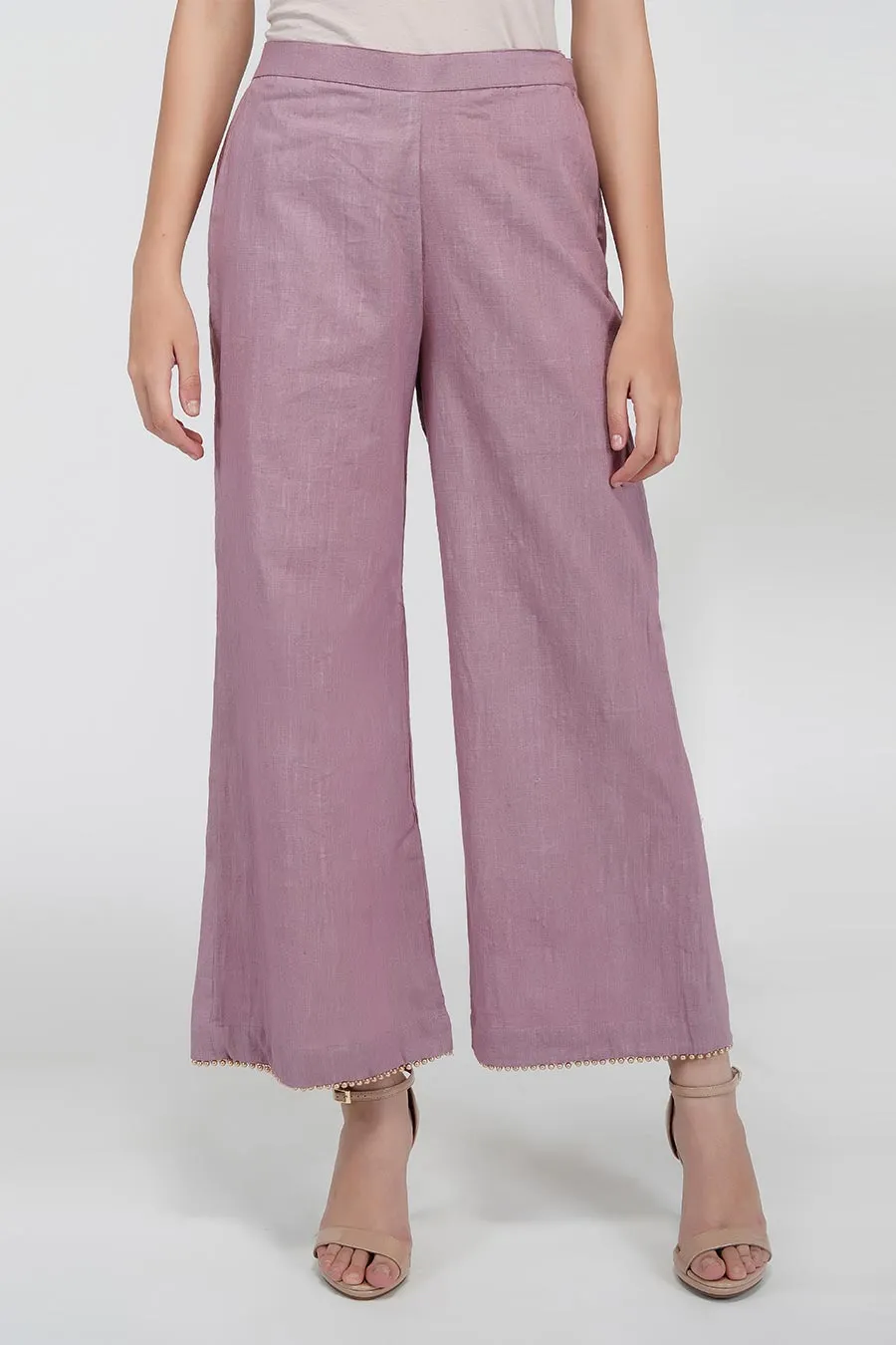 Pearl Hemline Mauve Flared Pants