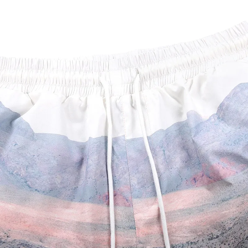 Personalized Scenery Print Loose Straight Shorts