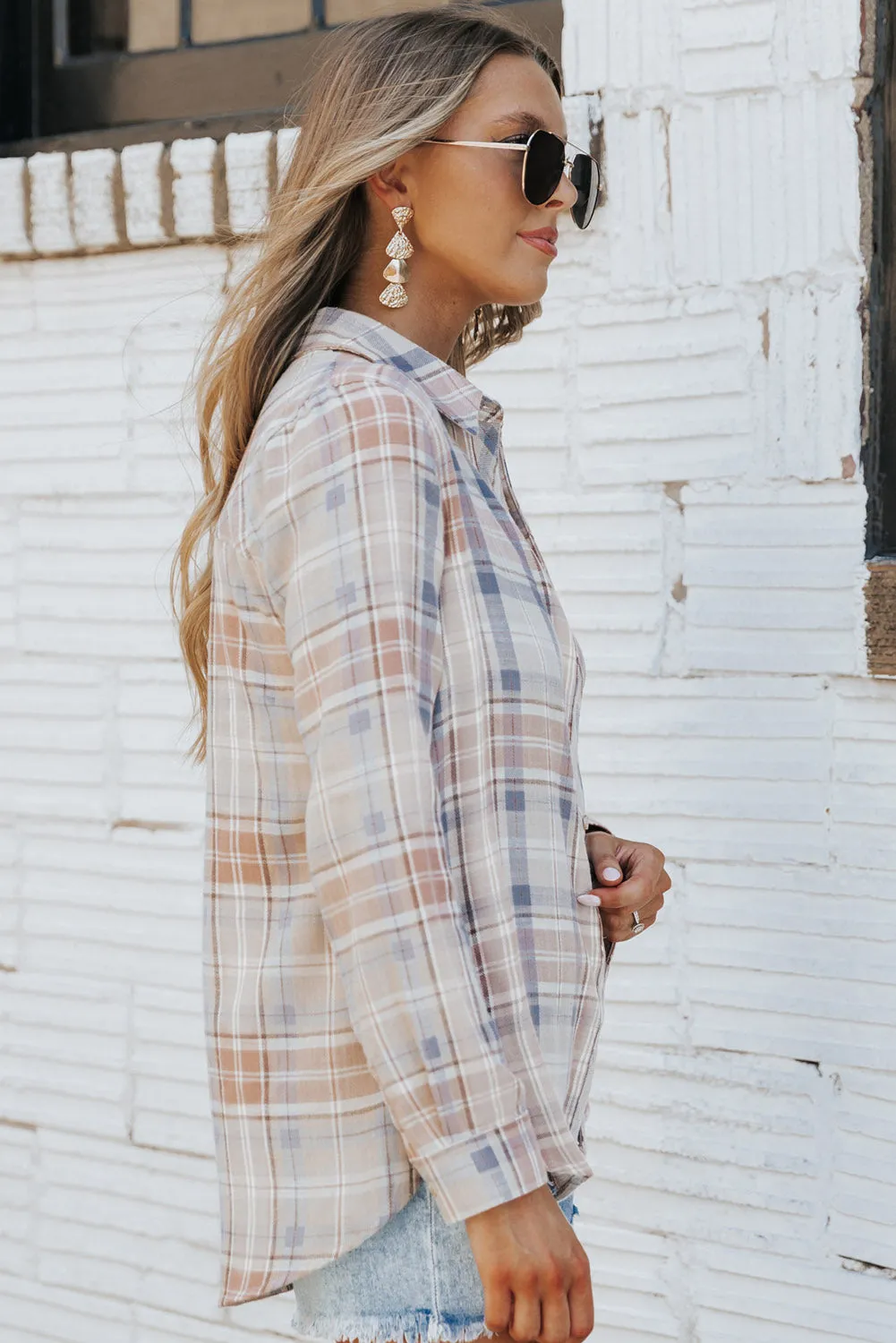 Plaid Buttoned Flannel Shirt