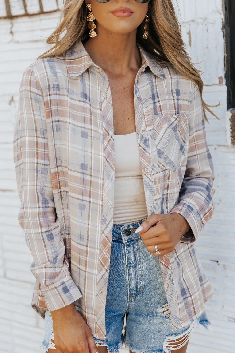 Plaid Buttoned Flannel Shirt