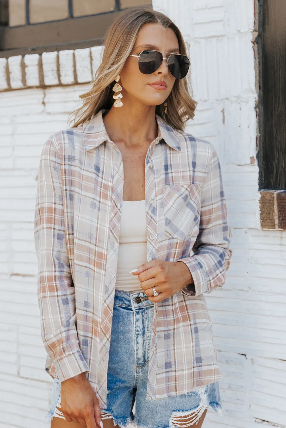 Plaid Buttoned Flannel Shirt