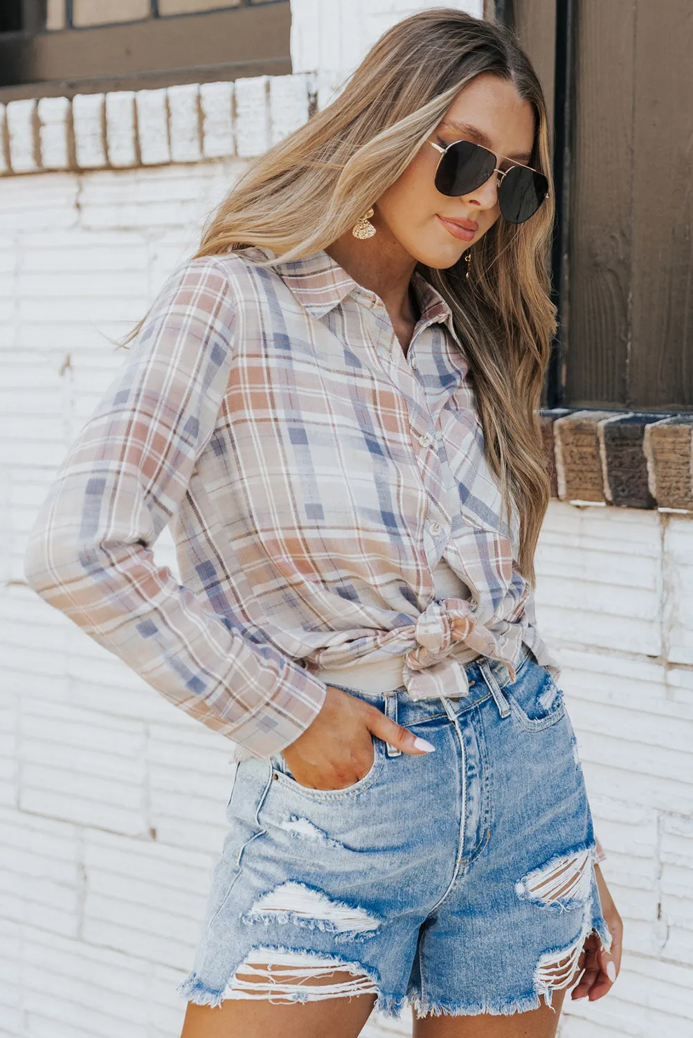 Plaid Buttoned Flannel Shirt