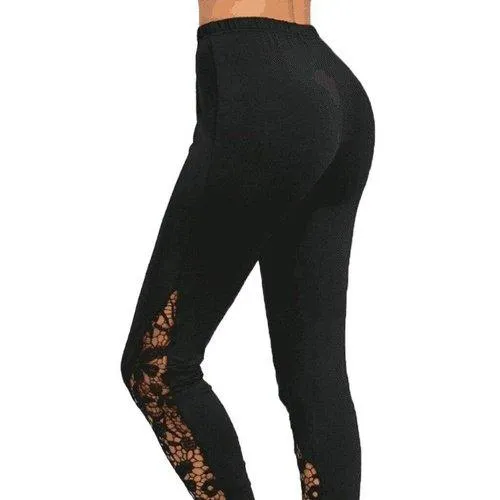 Plus Size High Waist Lace Yoga Pant