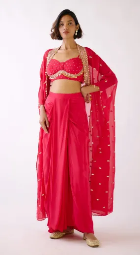 Rani Pink Embroidered Sharara Set