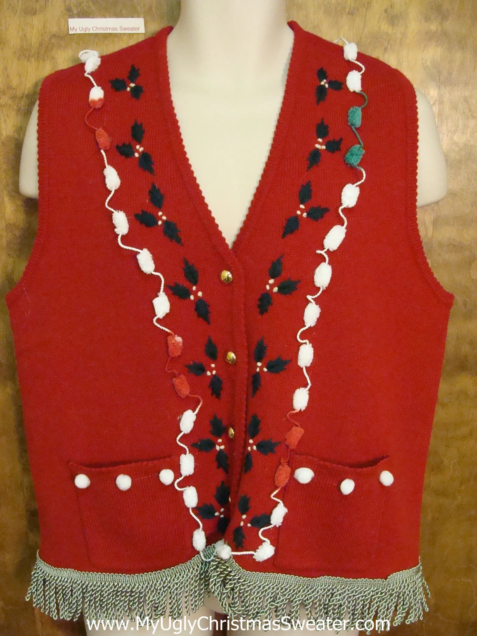 Red Vest with Ivy Ugly Christmas Sweater