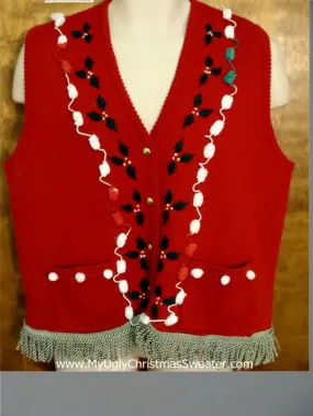 Red Vest with Ivy Ugly Christmas Sweater