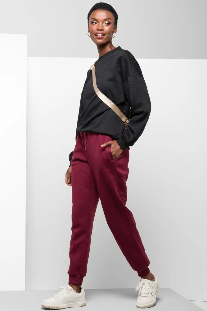 Rib Waist Jogger Trackpants Red