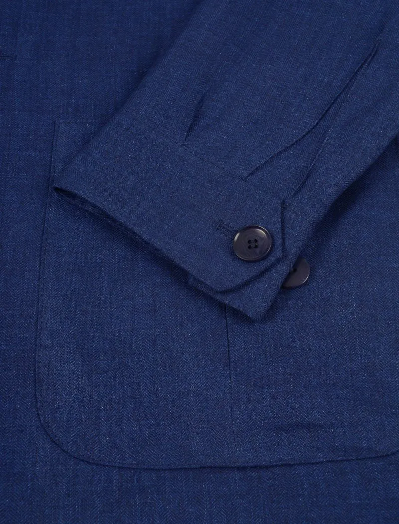 Royal Blue Herringbone Linen Shacket