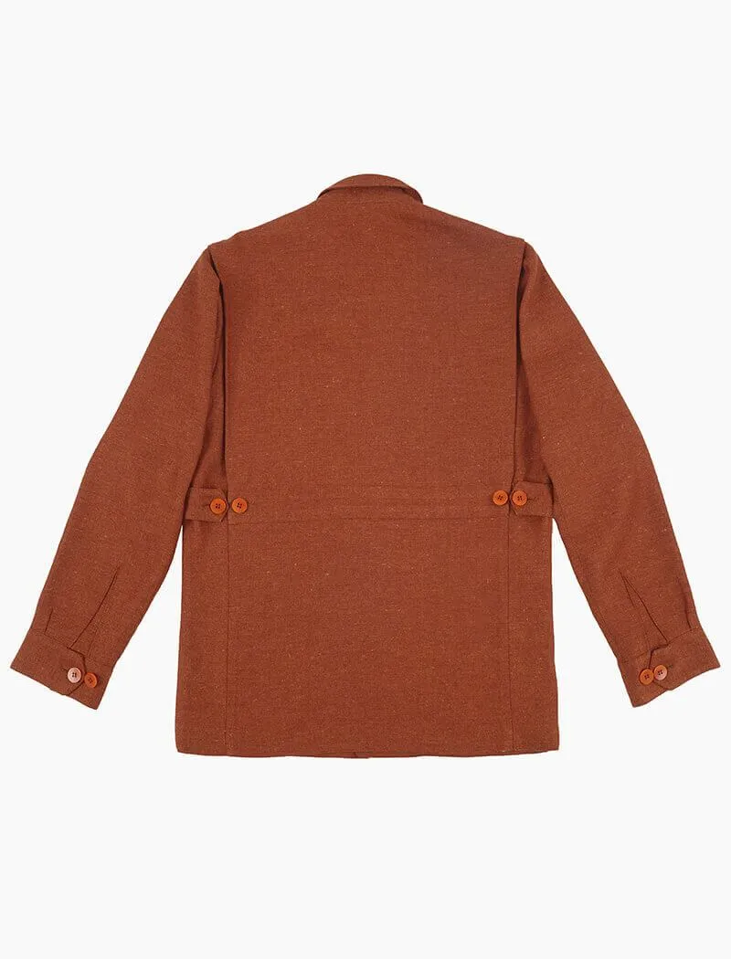 Rust Herringbone Cotton & Linen Shacket