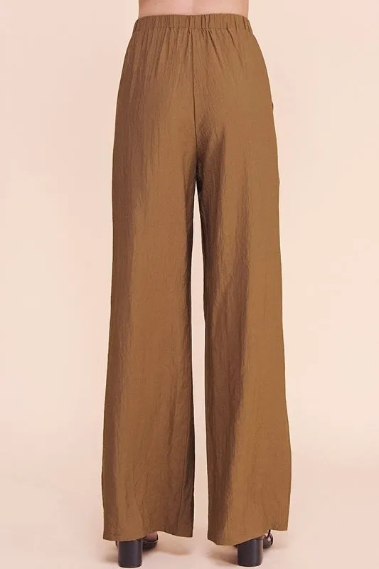 *SALE Allie Rose Classic High Waist Loose Pants - Bronze Brown