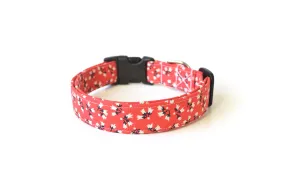 Salmon Pink Floral Dog Collar