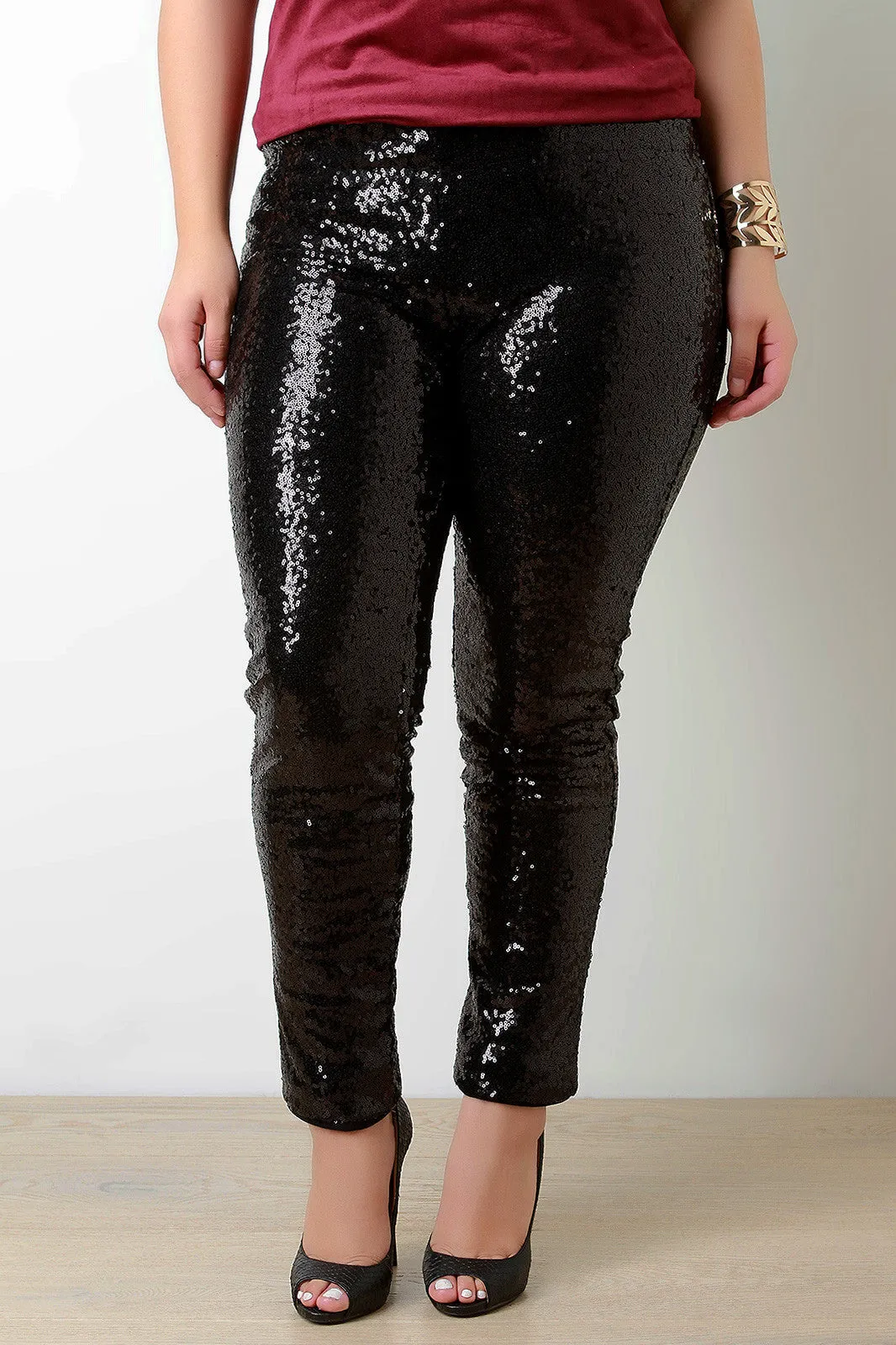 Sequin High Waist Pants