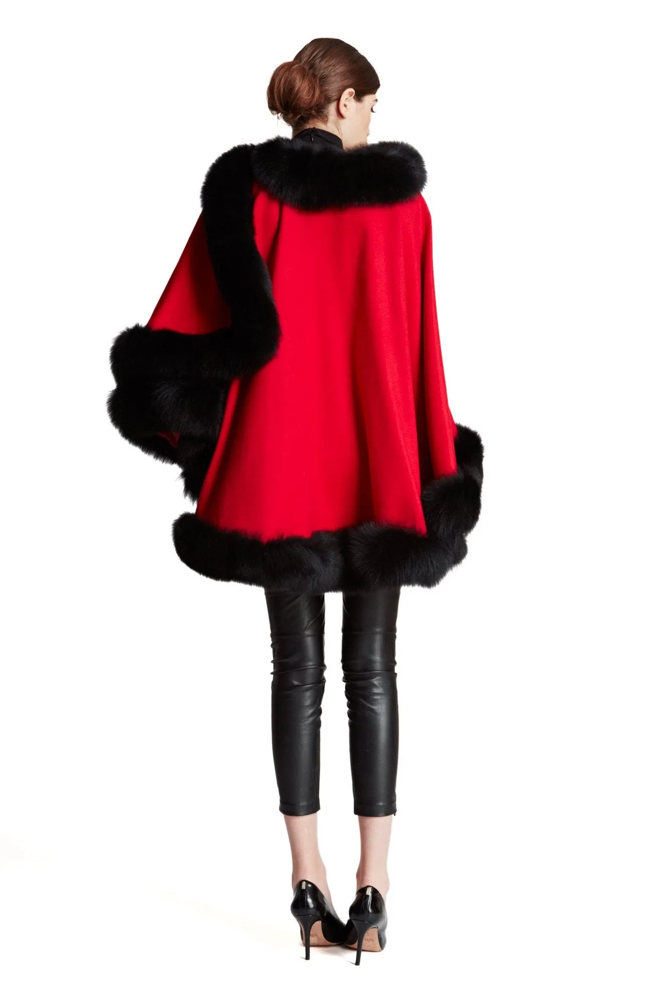 SHERIDAN- Cashmere Lined Cape with Fox Trim