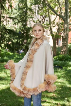 SHERIDAN- Cashmere Lined Cape with Fox Trim