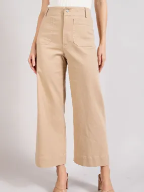 Simple Style Wide Leg Cropped Pants