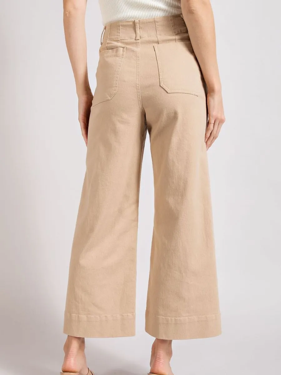 Simple Style Wide Leg Cropped Pants