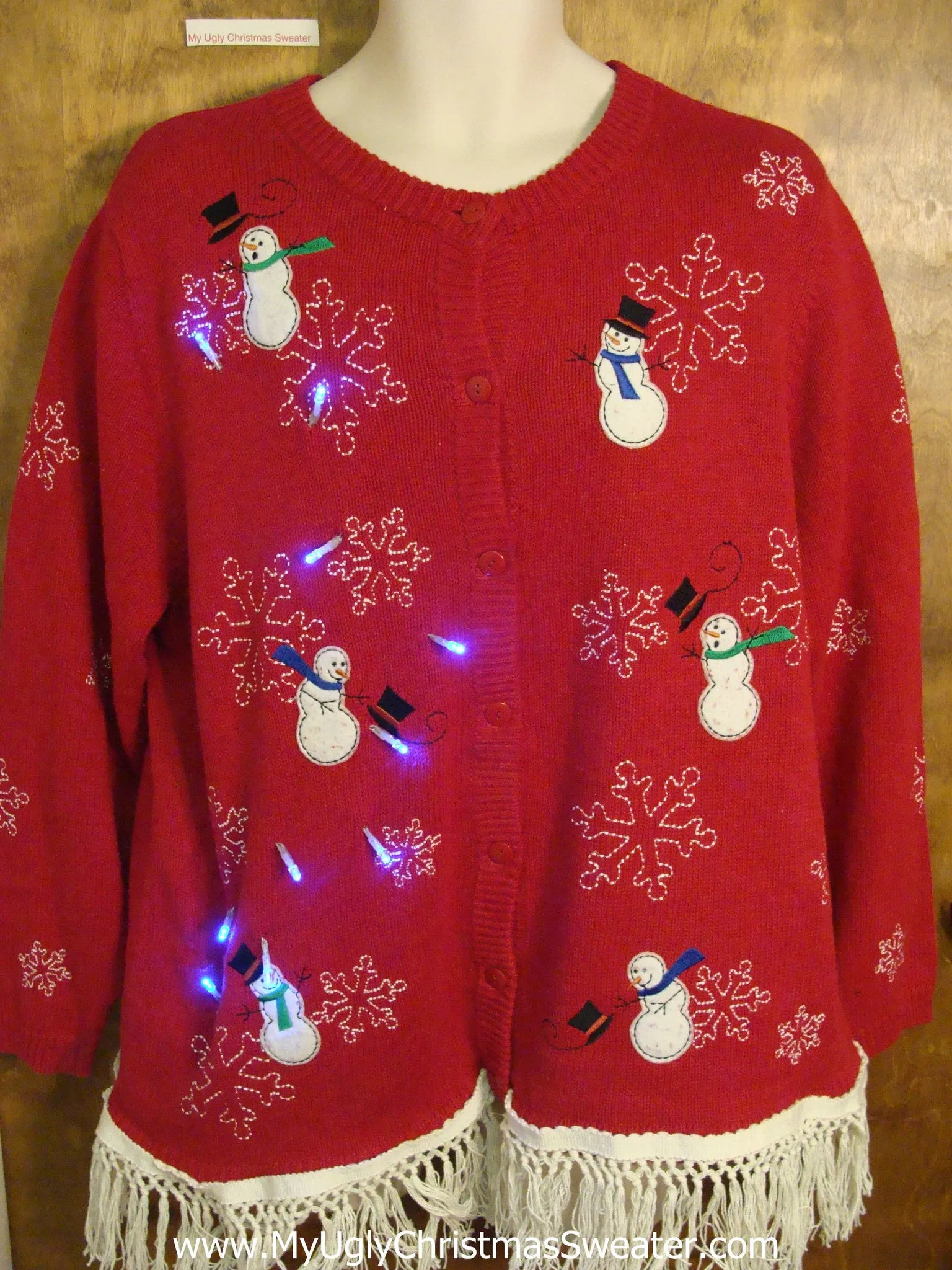 Snowman Friends Party Light Up Ugly Xmas Sweater