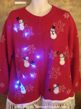 Snowman Friends Party Light Up Ugly Xmas Sweater