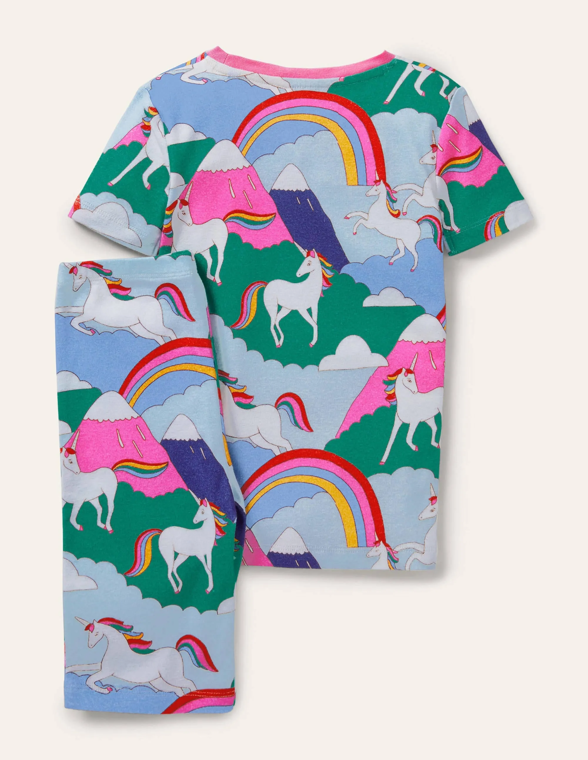 Snug Short John Pyjamas-Multi Unicorn Mountain