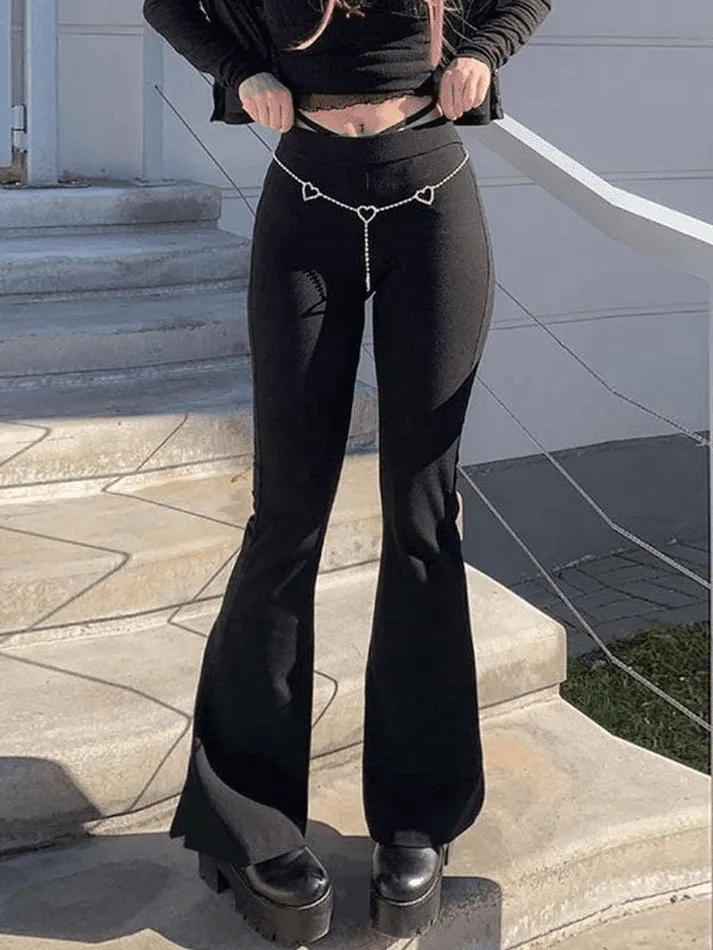 Split High Waist Flare Leg Pants