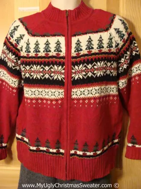 Tacky Nordic Themed Ugly Christmas Sweater with Festive Colorful Decorations on Front and Back (f798)