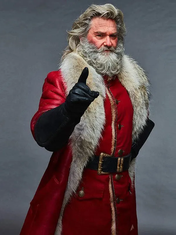 The Christmas Chronicles Santa Claus Red Fur Leather Coat Mens