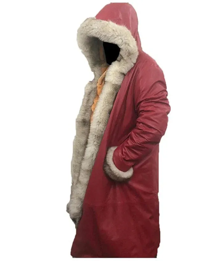 The Christmas Chronicles Santa Claus Red Fur Leather Coat Mens