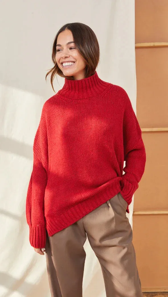 The Margot Sweater by Charli London - Apple Red