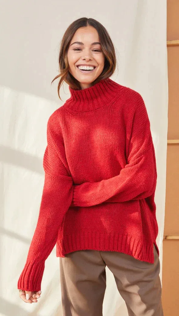 The Margot Sweater by Charli London - Apple Red