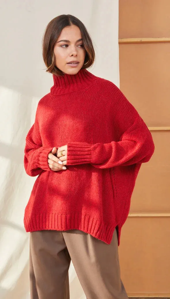 The Margot Sweater by Charli London - Apple Red