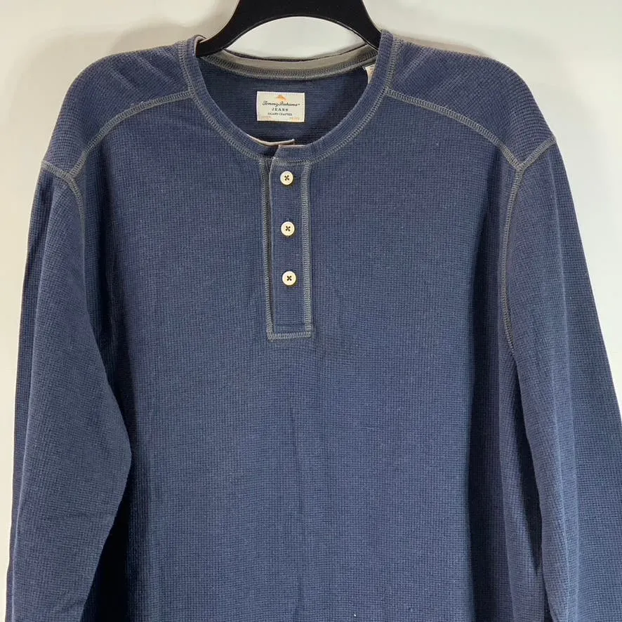 TOMMY BAHAMA Men's Navy Paradise Alley Thermal Long Sleeve Henley T-Shirt SZ XL