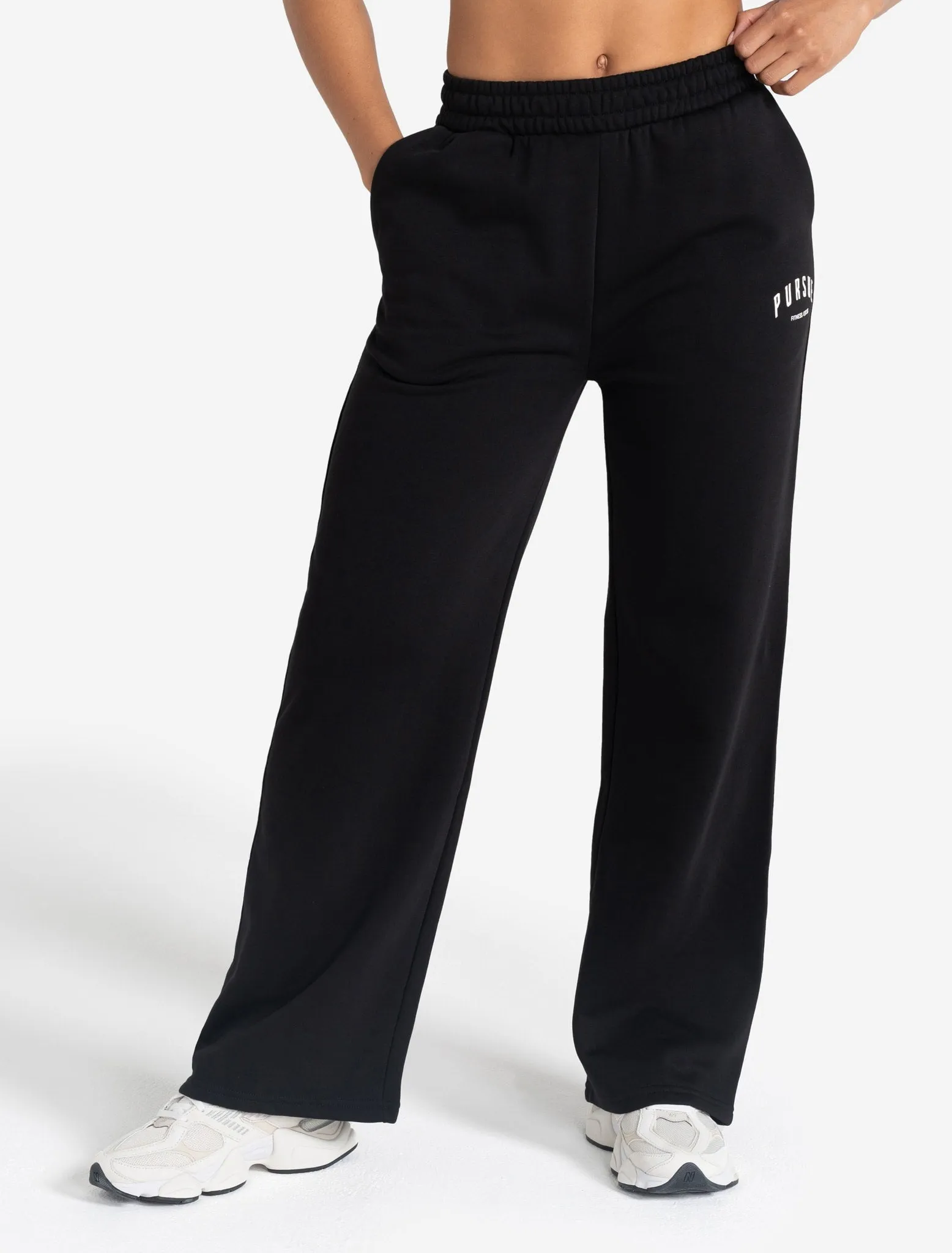 Varsity Wide Leg Joggers - Black