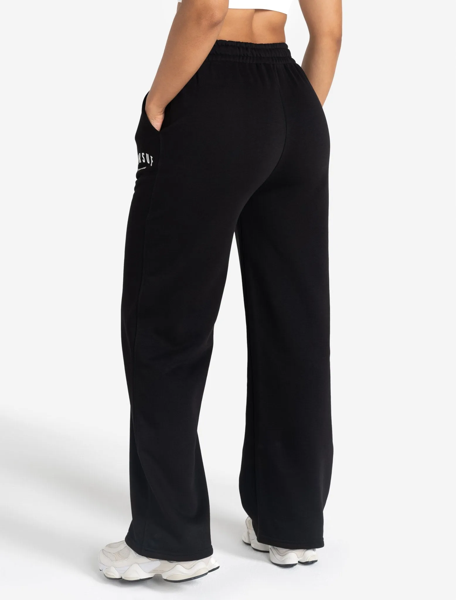 Varsity Wide Leg Joggers - Black