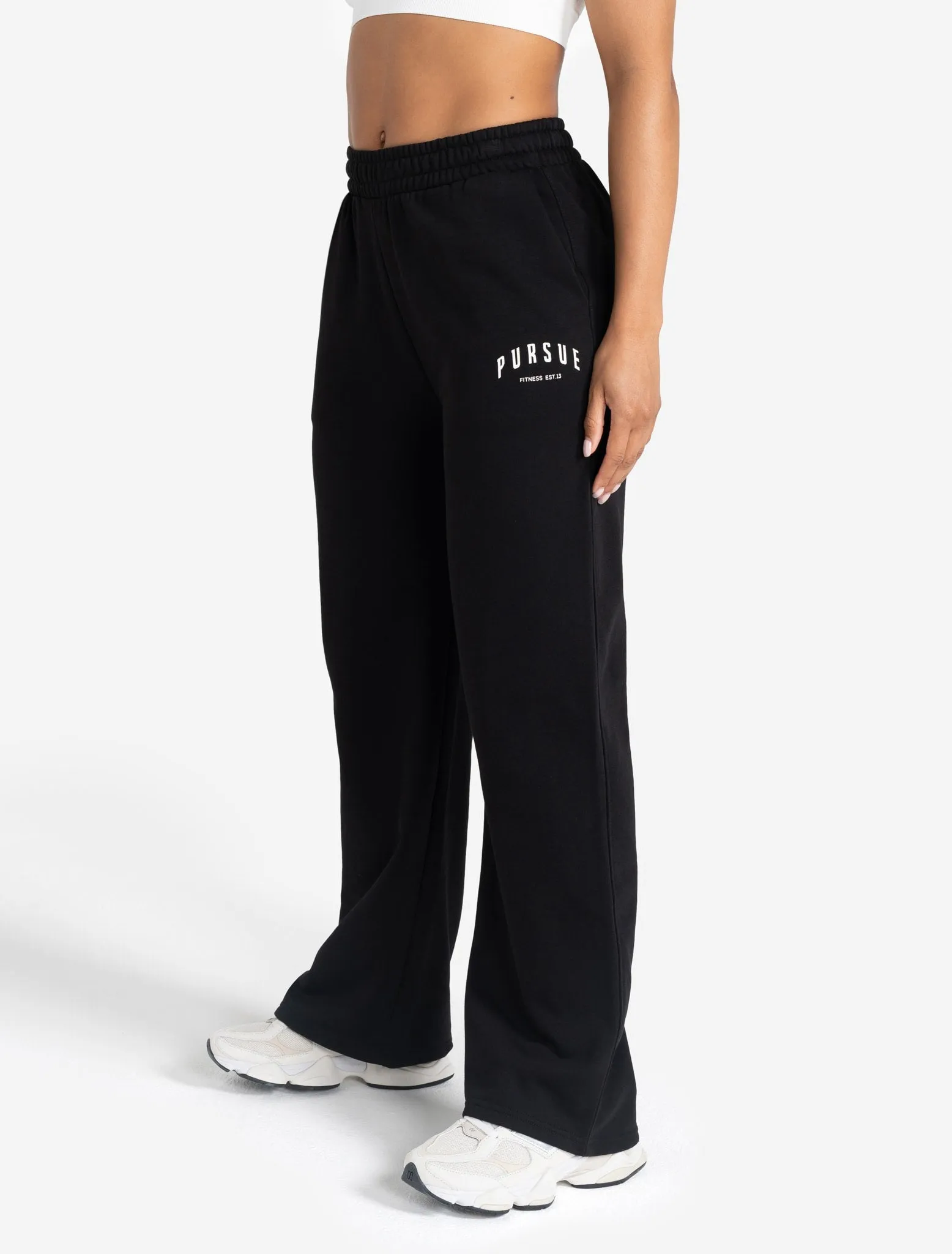 Varsity Wide Leg Joggers - Black