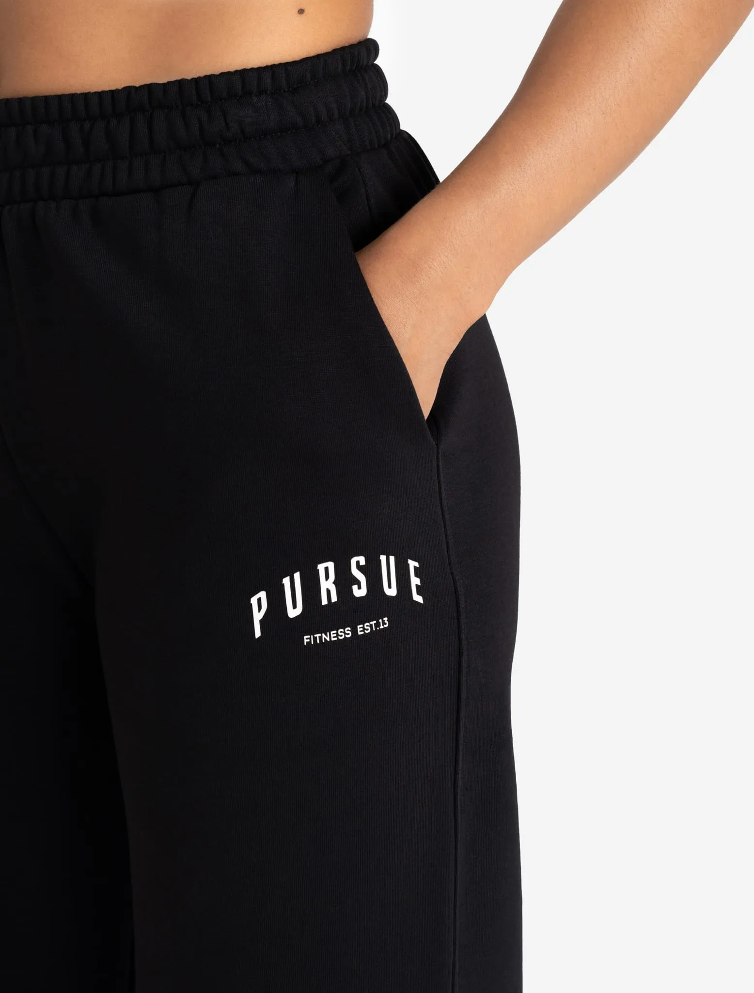 Varsity Wide Leg Joggers - Black