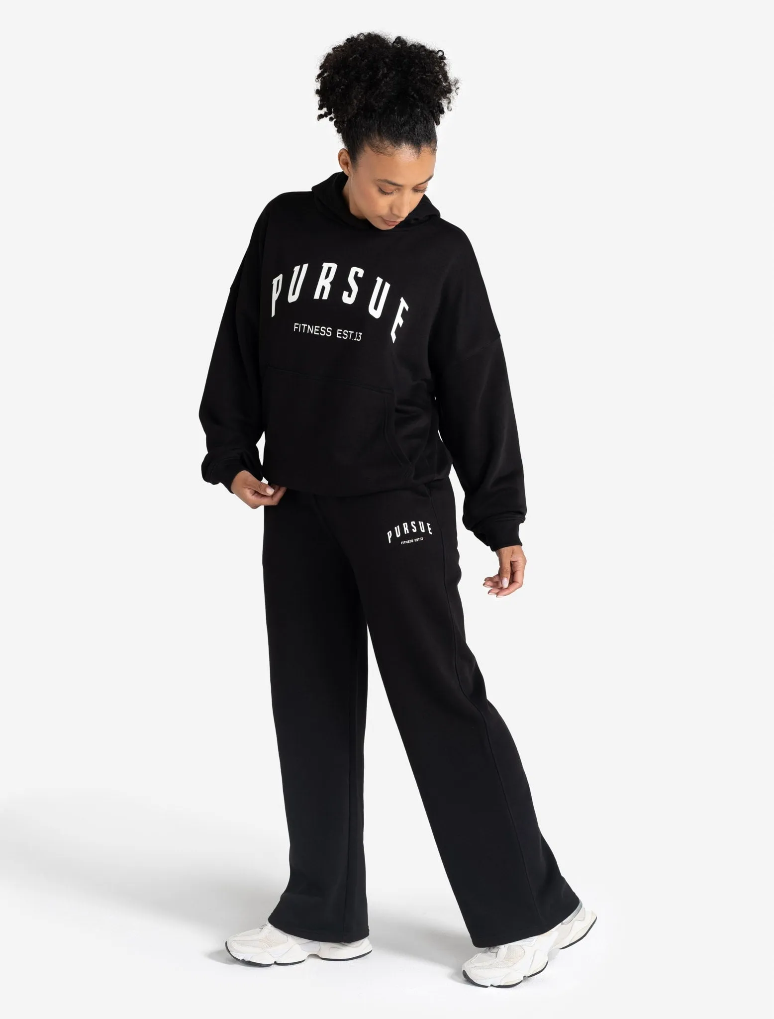 Varsity Wide Leg Joggers - Black