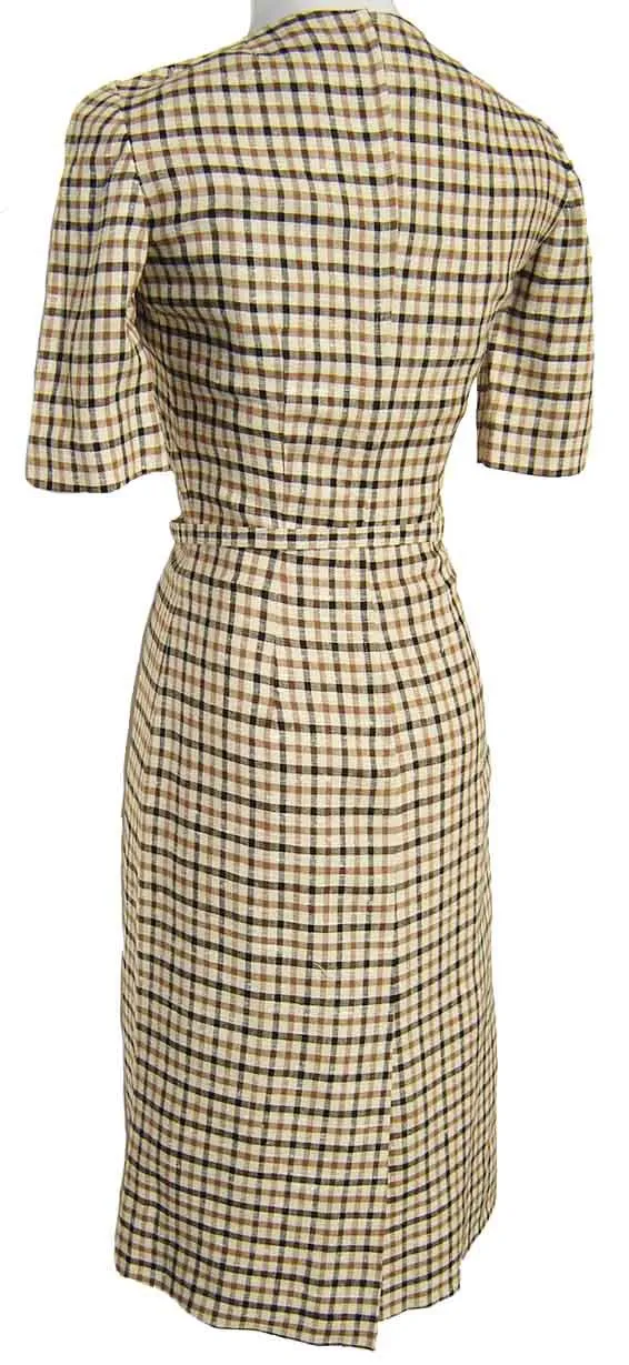 Vintage 60s Dress Vera Maxwell Windowpane Plaid S / M