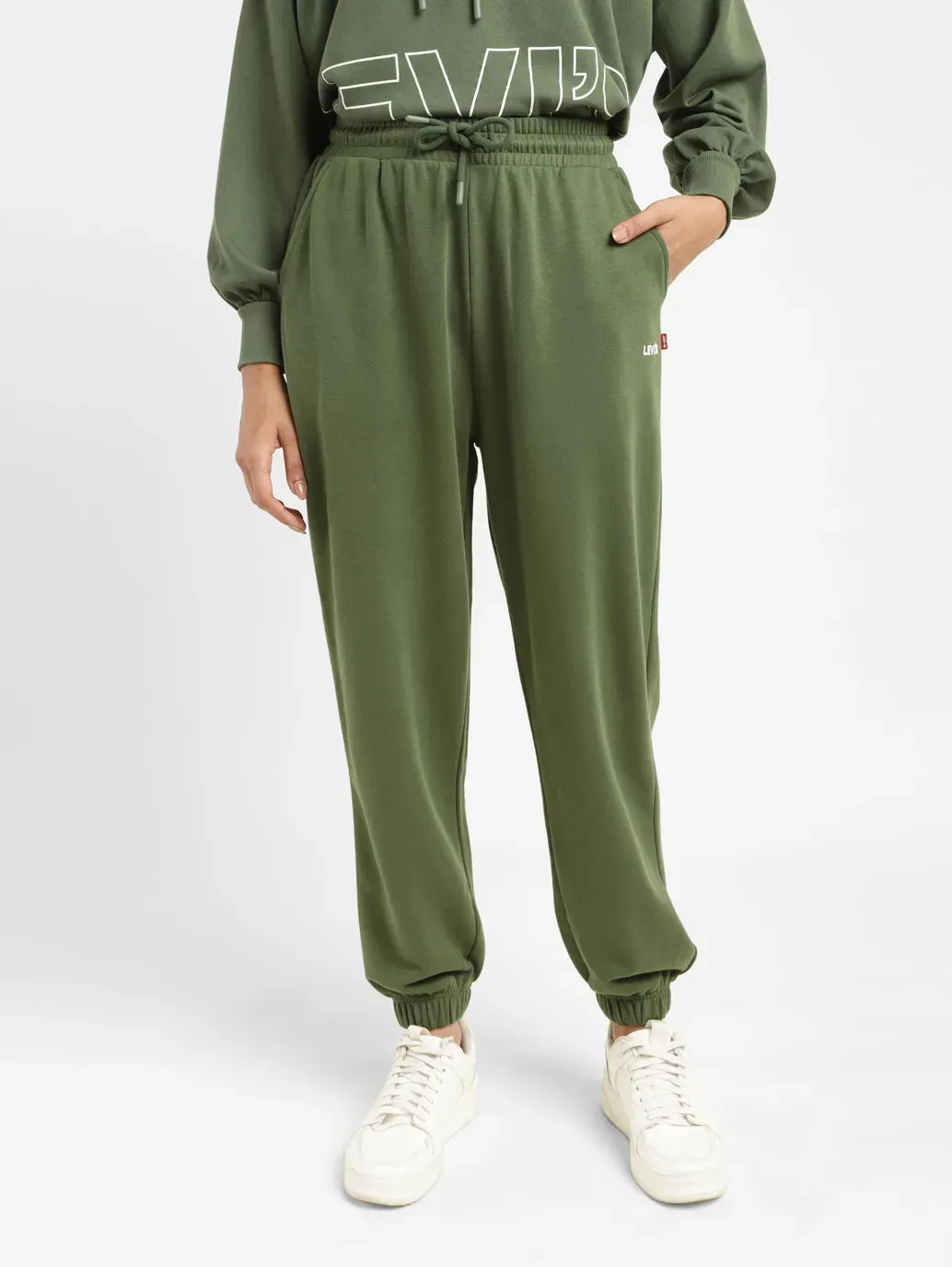 Women's High Rise Green Regular Fit Joggers