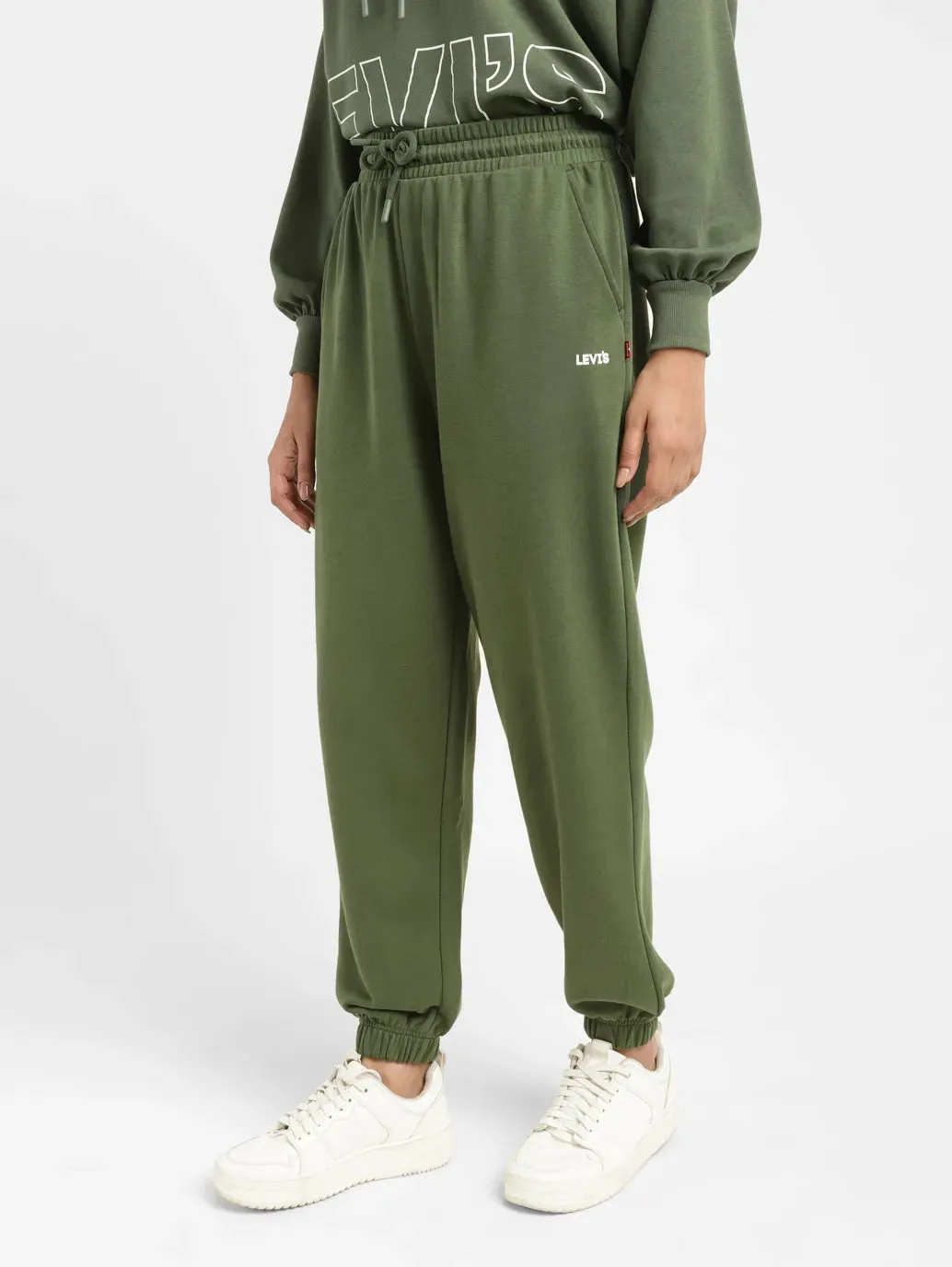 Women's High Rise Green Regular Fit Joggers