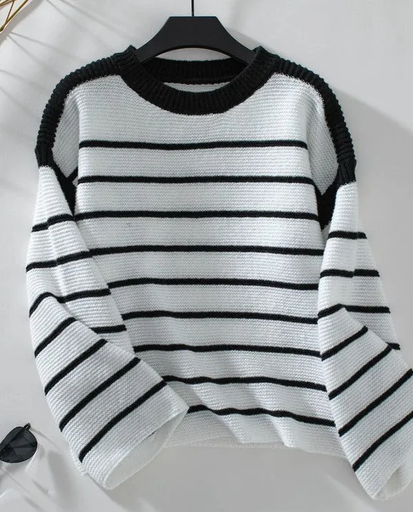 Womens Knit Striped Sweater