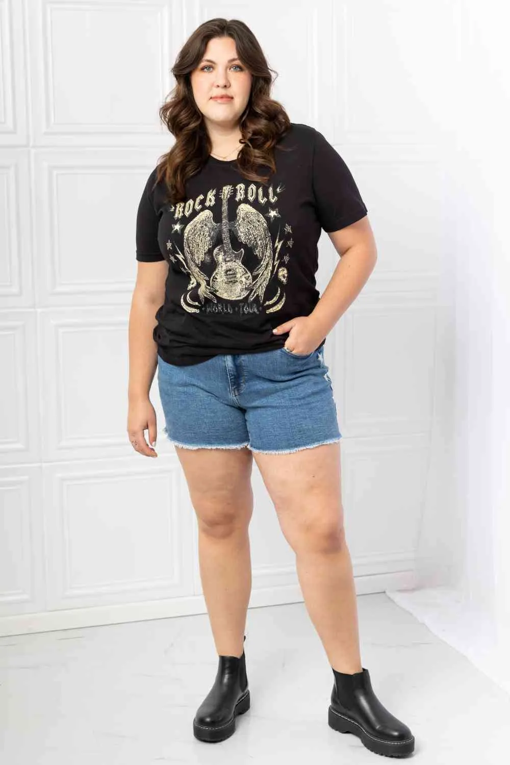 Women's mineB Full Size Rock & Roll Graphic Tee